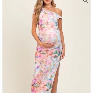 Floral one shoulder maternity dress